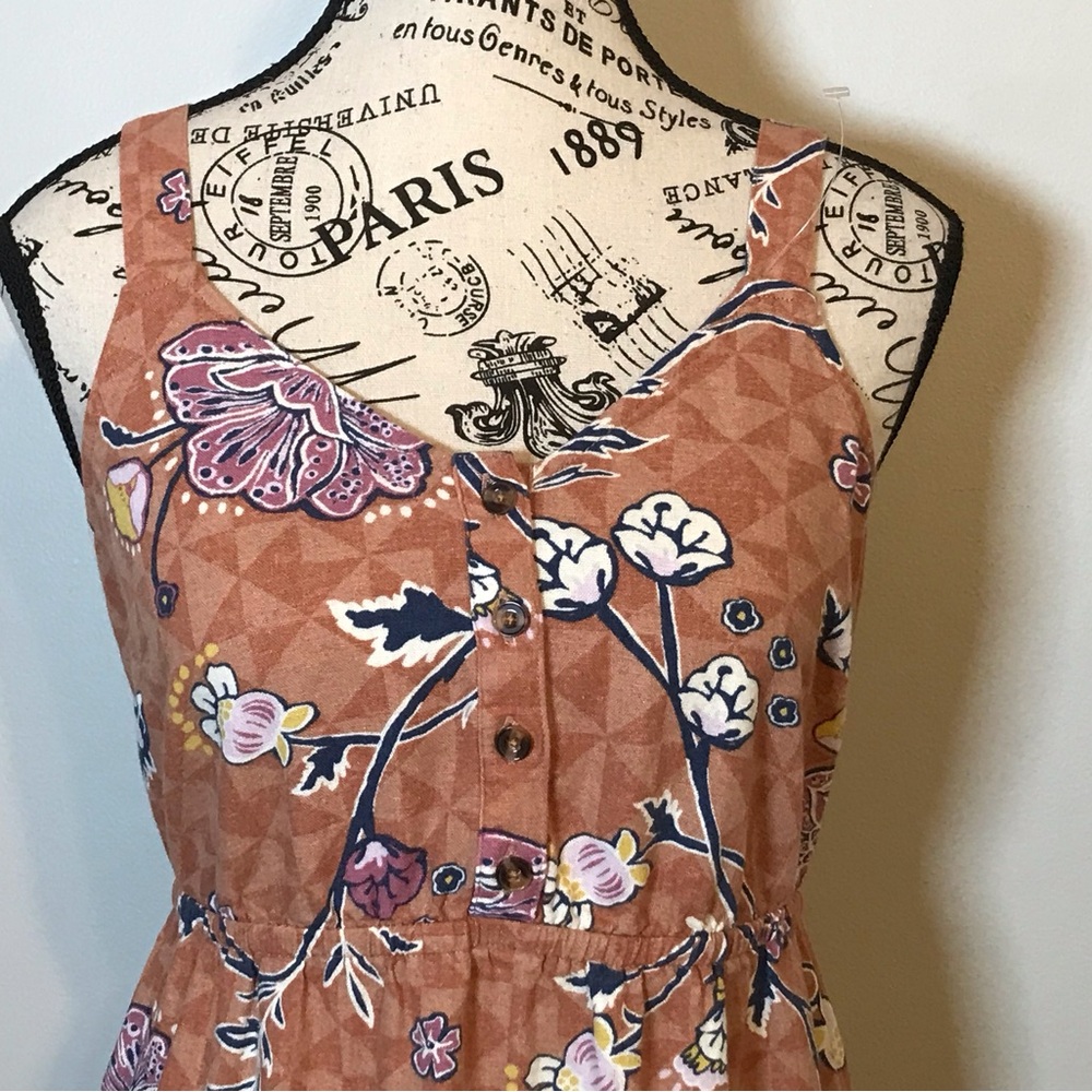 LINEN BLEND MIDI DRESS by SONOMA  W/ADJUSTABLE STRAPS & POCKETS SZ SMALL